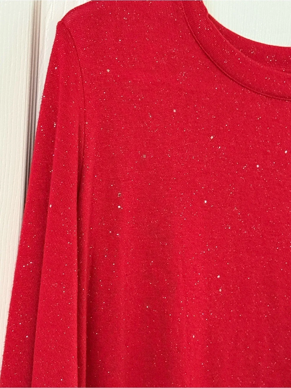 Old Navy Girls XL 14-16 Red Glitter Sparkle Long Sleeve Holiday Top